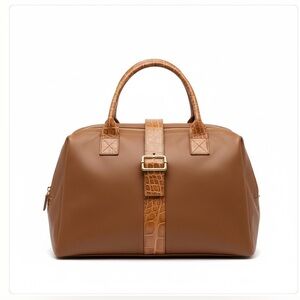 Mauro Governa pour Laurent Effel Brown Leather Croc-Embossed Tote - Luxe